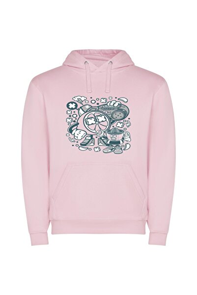 iLovePrints Elegant Retro Line Art Φούτερ με κουκούλα σε χρώμα Ροζ