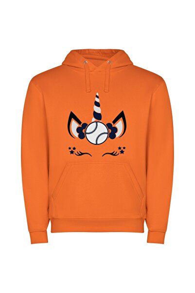 iLovePrints Fantasy Horned Sports Star Φούτερ με κουκούλα σε χρώμα Πορτοκαλί