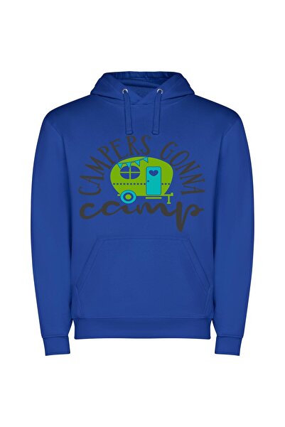 iLovePrints Campy Colorful Escape Φούτερ με κουκούλα σε χρώμα Μπλε