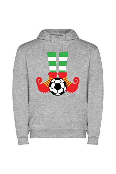 iLovePrints Feet, Ball, Sport Sensation Φούτερ με κουκούλα σε χρώμα Γκρι