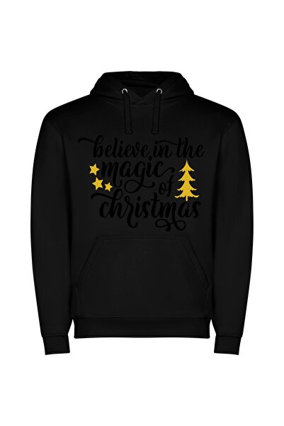 iLovePrints Enchanting Yuletide Magic Φούτερ με κουκούλα σε χρώμα Μαύρο