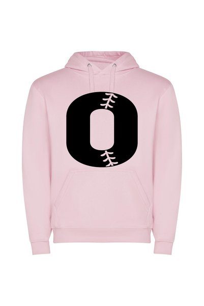 iLovePrints Ink Noir Baseball Emblem Φούτερ με κουκούλα σε χρώμα Ροζ