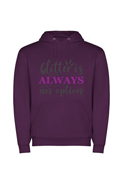 iLovePrints Glamour in Every Glitter Φούτερ με κουκούλα σε χρώμα Μωβ
