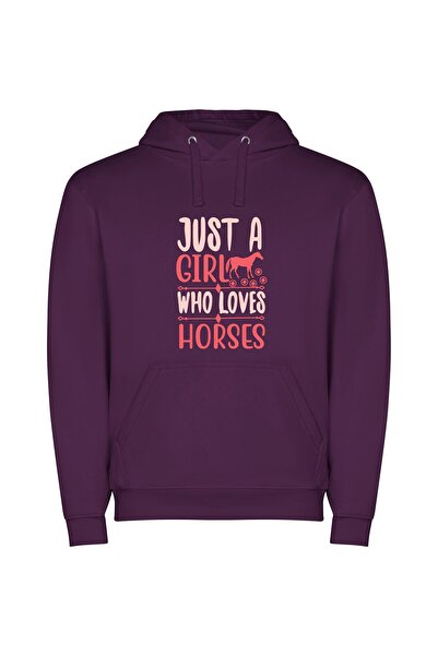 iLovePrints Equestrian Passion Φούτερ με κουκούλα σε χρώμα Μωβ