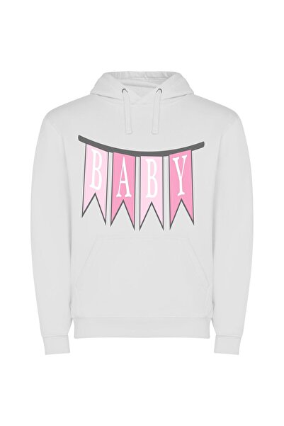 iLovePrints Baby Blissful Pink Haven Φούτερ με κουκούλα σε χρώμα Λευκό