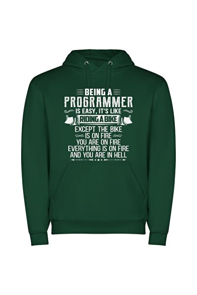 iLovePrints Bike on Fire: Programmer's Journey Φούτερ με κουκούλα σε χρώμα Πρ...