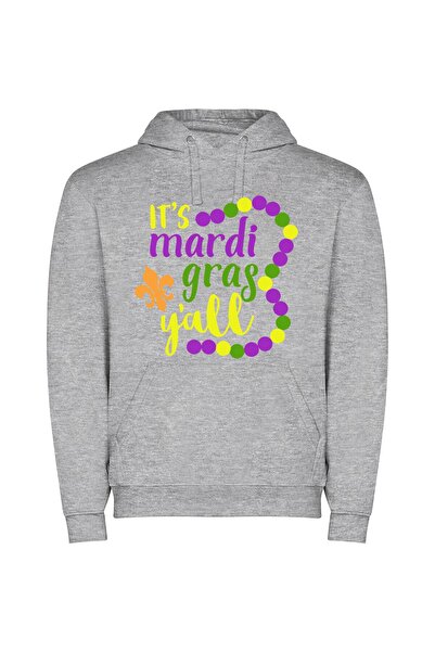 iLovePrints Mardi Gras Extravaganza: SVG Bliss Φούτερ με κουκούλα σε χρώμα Γκρι