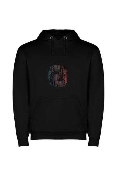 iLovePrints Colorful Circles - Minimalist Interlock Φούτερ με κουκούλα σε χρώ...