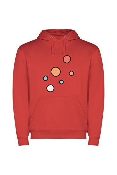 iLovePrints Colorful Dot Array Φούτερ με κουκούλα σε χρώμα Κόκκινο