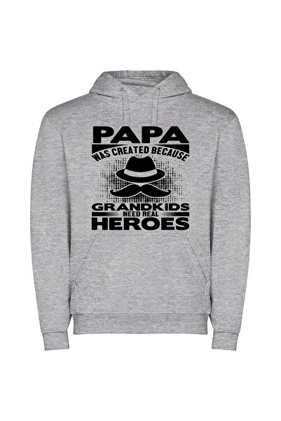 iLovePrints Magnificent Grandfatherly Hero Φούτερ με κουκούλα σε χρώμα Γκρι