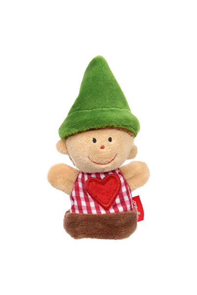 Sigikid Gnom de pluș, păpușă de deget, cu inimă, mascotă pentru teatru pentru...