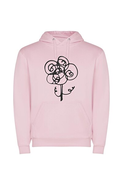iLovePrints Monochromatic Floral Masterpiece Φούτερ με κουκούλα σε χρώμα Ροζ