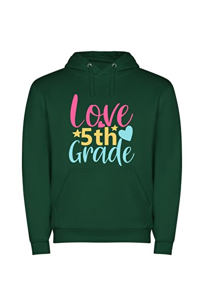 iLovePrints Grade School Love Art Φούτερ με κουκούλα σε χρώμα Πράσινο