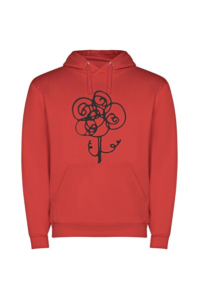 iLovePrints Monochromatic Floral Masterpiece Φούτερ με κουκούλα σε χρώμα Κόκκινο