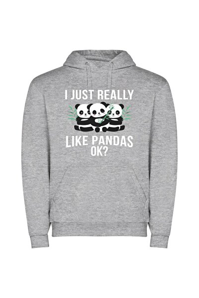 iLovePrints Panda Tower: A Bamboo masterpiece Φούτερ με κουκούλα σε χρώμα Γκρι