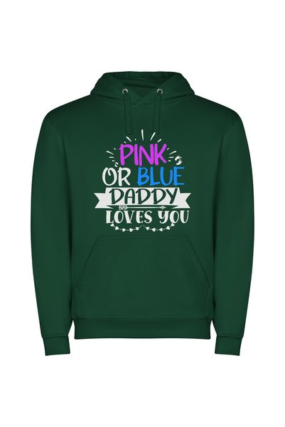iLovePrints Love in Pink and Blue Φούτερ με κουκούλα σε χρώμα Πράσινο