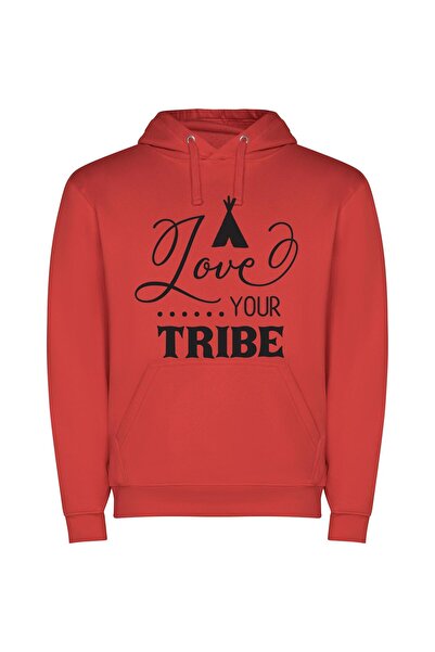 iLovePrints Love Your Tribe: True Style Φούτερ με κουκούλα σε χρώμα Κόκκινο