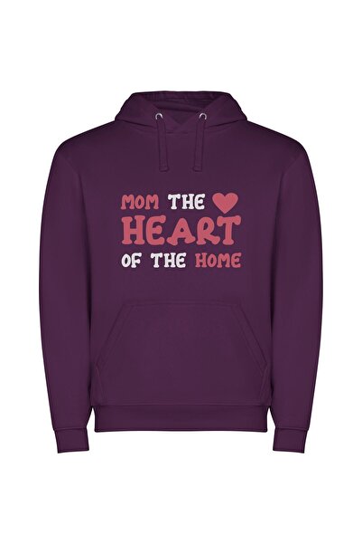 iLovePrints Home's Heart: Mom's Love Φούτερ με κουκούλα σε χρώμα Μωβ