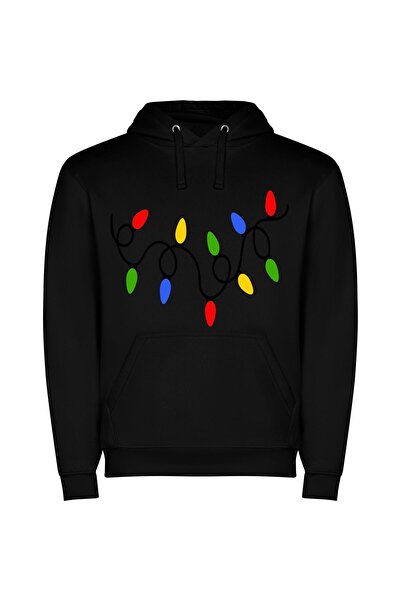 iLovePrints Radiant Festive Lasers Φούτερ με κουκούλα σε χρώμα Μαύρο