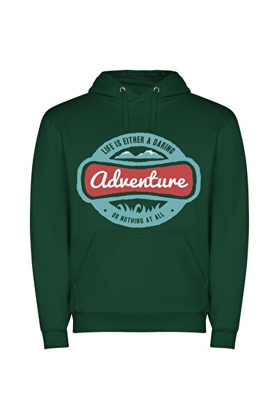 iLovePrints Daring Life's Adventurous Sign Φούτερ με κουκούλα σε χρώμα Πράσινο