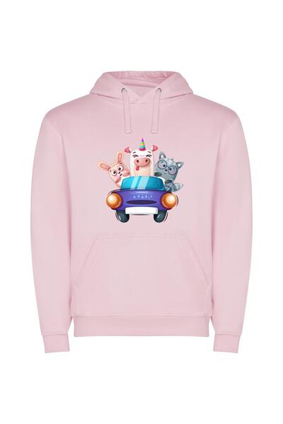 iLovePrints Animal Joyride: HD Mascots Φούτερ με κουκούλα σε χρώμα Ροζ