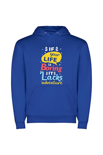 iLovePrints Unlock Your Boring Life Φούτερ με κουκούλα σε χρώμα Μπλε