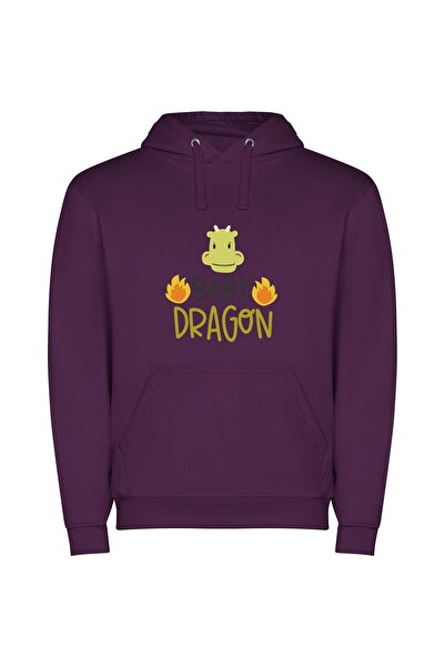 iLovePrints Fierce Baby Dragon Portrait Φούτερ με κουκούλα σε χρώμα Μωβ
