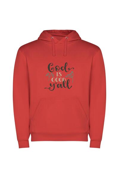 iLovePrints Divinely Good: Godly Style Φούτερ με κουκούλα σε χρώμα Κόκκινο