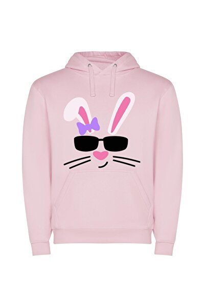 iLovePrints Feline Chic Eared Extravaganza Φούτερ με κουκούλα σε χρώμα Ροζ