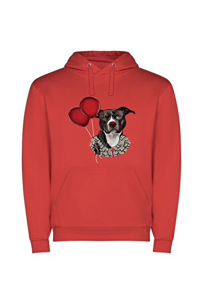 iLovePrints Clown Canine: A Striking Portrait Φούτερ με κουκούλα σε χρώμα Κόκ...
