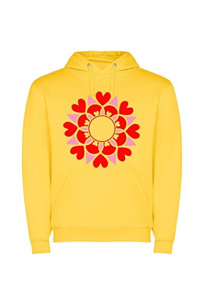 iLovePrints Love Blooms Elegantly Φούτερ με κουκούλα σε χρώμα Κίτρινο
