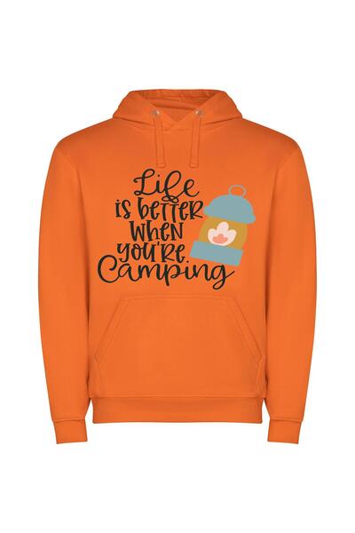 iLovePrints Camp Life Bliss Φούτερ με κουκούλα σε χρώμα Πορτοκαλί