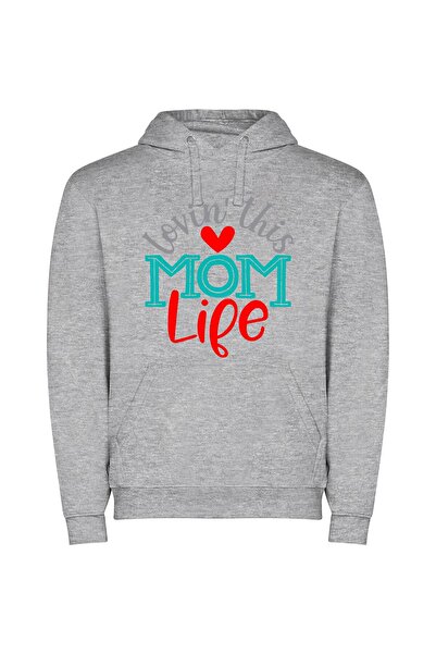 iLovePrints True-Life Mom's Heart Φούτερ με κουκούλα σε χρώμα Γκρι