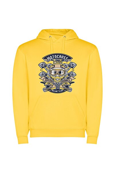 iLovePrints Elite Motorcycle Emblem Φούτερ με κουκούλα σε χρώμα Κίτρινο