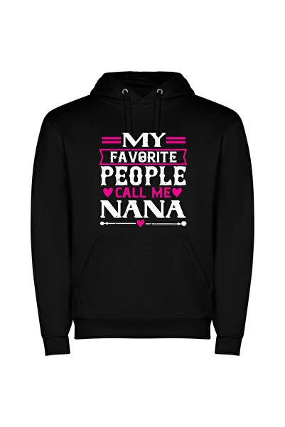 iLovePrints Grandma's Pink Happiness Φούτερ με κουκούλα σε χρώμα Μαύρο