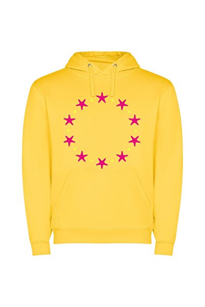iLovePrints Stellar Union Emblem Φούτερ με κουκούλα σε χρώμα Κίτρινο