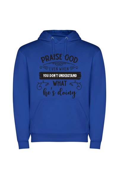 iLovePrints Surrender, Trust, Divine Glory Φούτερ με κουκούλα σε χρώμα Μπλε