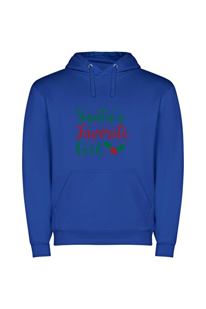 iLovePrints Merry Santa's Favorite Girls Φούτερ με κουκούλα σε χρώμα Μπλε