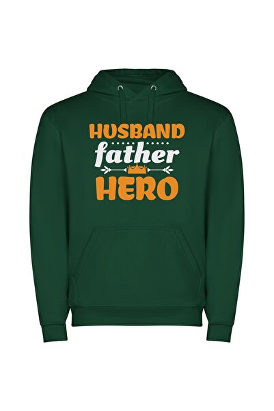 iLovePrints Gentleman Hero: Father & Husband Φούτερ με κουκούλα σε χρώμα Πράσινο