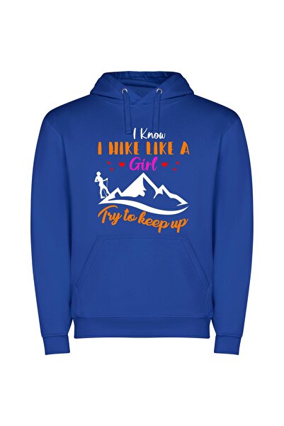 iLovePrints Feminine Mountain Explorer Φούτερ με κουκούλα σε χρώμα Μπλε