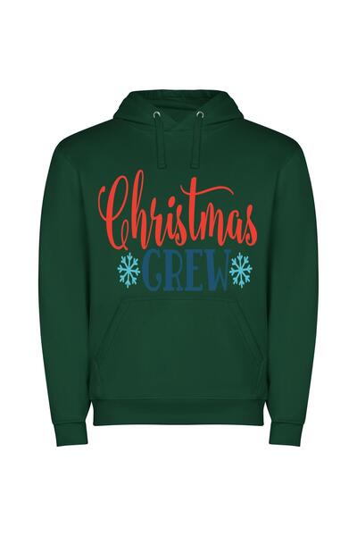 iLovePrints Colorful Christmas Crew Creation Φούτερ με κουκούλα σε χρώμα Πράσινο