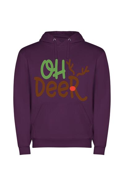 iLovePrints Antlered Cheery Logo Design Φούτερ με κουκούλα σε χρώμα Μωβ