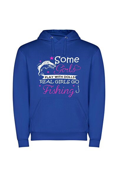 iLovePrints Fishing: Girls Unleashed Φούτερ με κουκούλα σε χρώμα Μπλε