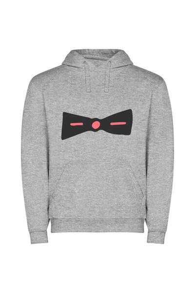iLovePrints Elegant Black Tie Accessory Φούτερ με κουκούλα σε χρώμα Γκρι