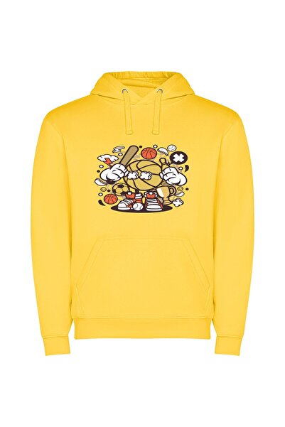 iLovePrints Sporty Mascot Swing Φούτερ με κουκούλα σε χρώμα Κίτρινο