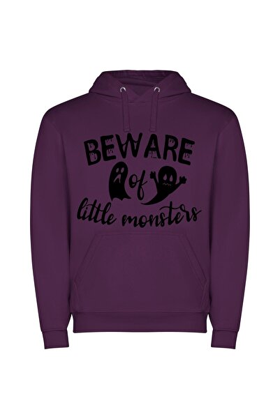 iLovePrints Haunted Abyss: Beware Monsters Φούτερ με κουκούλα σε χρώμα Μωβ