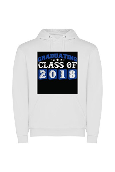 iLovePrints Timeless Class of 2018 Φούτερ με κουκούλα σε χρώμα Λευκό
