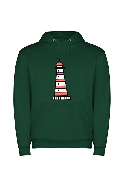 iLovePrints Radiant Lighthouse Beacon Φούτερ με κουκούλα σε χρώμα Πράσινο