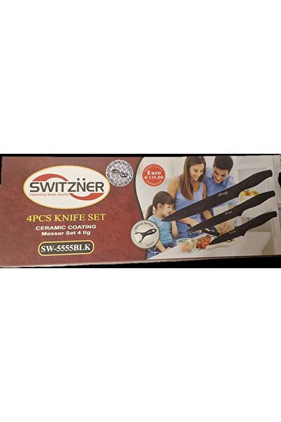SWITZ SWITZNER 4-piece kitchen knife set with peeler – ceramic coating blades...