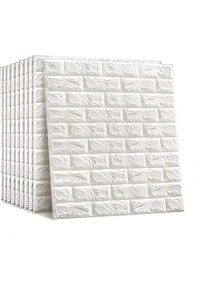 Generic 10 PCS Self- Adhesive 3D Wallpaper, DIY Waterproof White Brick Patter...